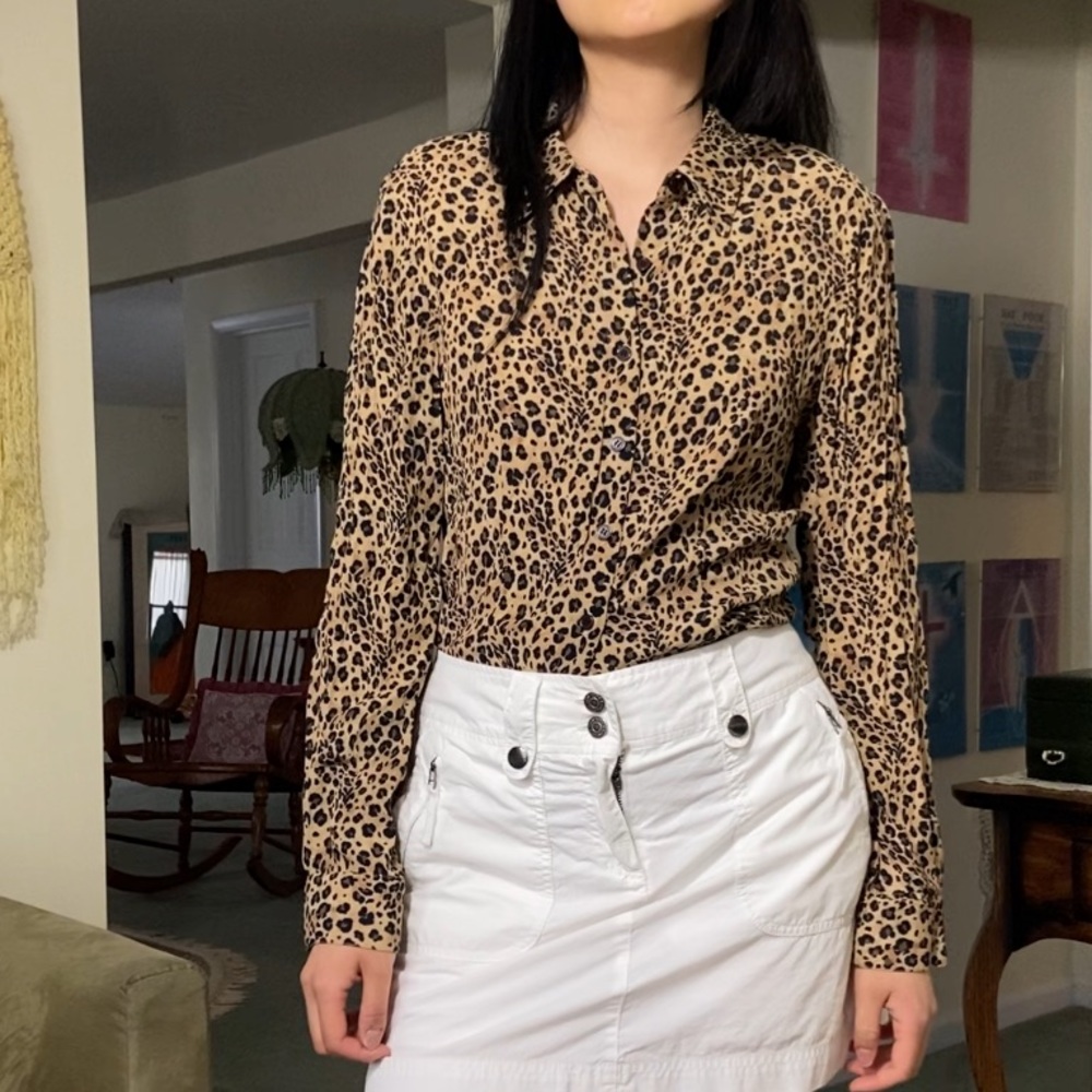 Kasper And Company Leopard Print Button Down Shirt - image 2
